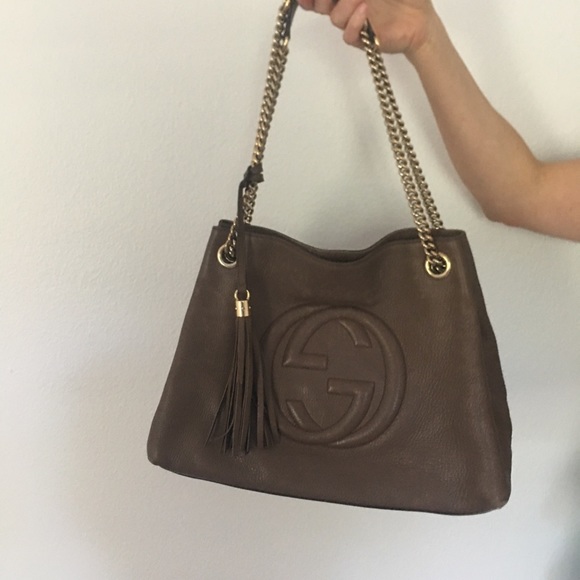 Gucci Handbags - GUCCI BROWN SOHO CHAIN LEATHER BAG